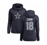 Football Women's Dallas Cowboys #18 Randall Cobb Navy Blue Name & Number Logo Pullover Hoodie