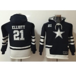 Youth Nike Dallas Cowboys #21 Ezekiel Elliott Navy White Name & Number Pullover NFL Hoodie