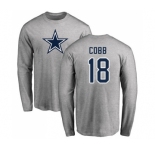 Football Dallas Cowboys #18 Randall Cobb Navy Blue Name & Number Logo Long Sleeve T-Shirt