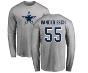 NFL Nike Dallas Cowboys #55 Leighton Vander Esch Ash Name & Number Logo Long Sleeve T-Shirt