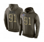 Football Men's Buffalo Bills #91 Ed Oliver Green Salute To Service Pullover Hoodie