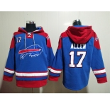 Men's Buffalo Bills #17 Josh Allen Blue Ageless Must Have Lace Up Pullover Hoodie