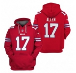 Men's Buffalo Bills #17 Josh Allen Red 2021 Pullover Hoodie