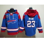 Men's Buffalo Bills #23 Micah Hyde Blue Ageless Must Have Lace Up Pullover Hoodie