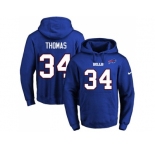 Nike Buffalo Bills #34 Thurman Thomas Royal Blue Name & Number Pullover NFL Hoodie