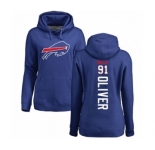 Football Women's Buffalo Bills #91 Ed Oliver Royal Blue Backer Pullover Hoodie