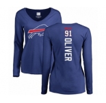 Football Women's Buffalo Bills #91 Ed Oliver Royal Blue Backer Long Sleeve T-Shirt