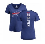 Football Women's Buffalo Bills #91 Ed Oliver Royal Blue Backer T-Shirt