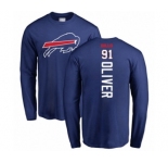 Football Buffalo Bills #91 Ed Oliver Royal Blue Backer Long Sleeve T-Shirt