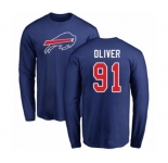 Football Buffalo Bills #91 Ed Oliver Royal Blue Name & Number Logo Long Sleeve T-Shirt