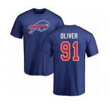Football Buffalo Bills #91 Ed Oliver Royal Blue Name & Number Logo T-Shirt