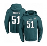 Football Men's Philadelphia Eagles #51 Zach Brown Green Name & Number Pullover Hoodie