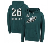 Men's Philadelphia Eagles #26 Saquon Barkley Midnight Green Super Bowl LIX Champions Name & Number Tri-Blend Pullover Hoodie