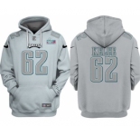 Men's Philadelphia Eagles #62 Jason Kelce Gray Atmosphere Fashion Super Bowl LVII Patch Pullover Hoodie