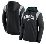 Mens Philadelphia Eagles Black Sideline Stack Performance Pullover Hoodie