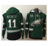 Nike Eagles #11 Carson Wentz Midnight Green Black Name & Number Pullover NFL Hoodie