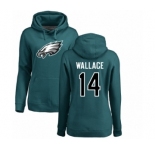 Women's Nike Philadelphia Eagles #14 Mike Wallace Green Name & Number Logo Pullover Hoodie