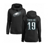 Women's Nike Philadelphia Eagles #19 Golden Tate III Black Name & Number Logo Pullover Hoodie