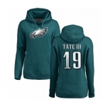Women's Nike Philadelphia Eagles #19 Golden Tate III Green Name & Number Logo Pullover Hoodie