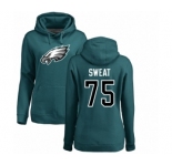Women's Nike Philadelphia Eagles #75 Josh Sweat Green Name & Number Logo Pullover Hoodie