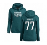 Women's Nike Philadelphia Eagles #77 Michael Bennett Green Super Bowl LII Champions Pullover Hoodie
