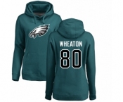 Women's Nike Philadelphia Eagles #80 Markus Wheaton Green Name & Number Logo Pullover Hoodie