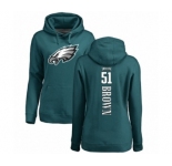 Women's Philadelphia Eagles #51 Zach Brown Green Backer Pullover Hoodie