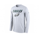 Men's Philadelphia Eagles Nike White Legend Staff Practice Long Sleeves Performance T-Shirt