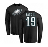 Nike Philadelphia Eagles #19 Golden Tate III Black Name & Number Logo Long Sleeve T-Shirt