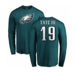 Nike Philadelphia Eagles #19 Golden Tate III Green Name & Number Logo Long Sleeve T-Shirt