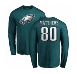 Nike Philadelphia Eagles #80 Jordan Matthews Green Name & Number Logo Long Sleeve T-Shirt