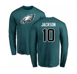 Philadelphia Eagles #10 DeSean Jackson Green Name & Number Logo Long Sleeve T-Shirt