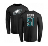 Philadelphia Eagles #51 Zach Brown Black Name & Number Logo Long Sleeve T-Shirt