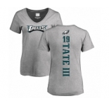Women's Nike Philadelphia Eagles #19 Golden Tate III Ash Backer V-Neck T-Shirt
