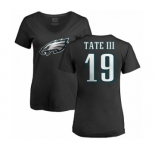 Women's Nike Philadelphia Eagles #19 Golden Tate III Black Name & Number Logo Slim Fit T-Shirt