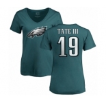 Women's Nike Philadelphia Eagles #19 Golden Tate III Green Name & Number Logo Slim Fit T-Shirt