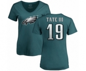 Women's Nike Philadelphia Eagles #19 Golden Tate III Green Name & Number Logo Slim Fit T-Shirt