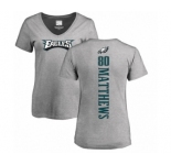 Women's Nike Philadelphia Eagles #80 Jordan Matthews Ash Backer V-Neck T-Shirt