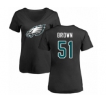 Women's Philadelphia Eagles #51 Zach Brown Black Name & Number Logo Slim Fit T-Shirt