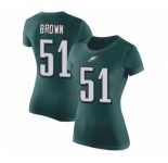 Women's Philadelphia Eagles #51 Zach Brown Green Rush Pride Name & Number T-Shirt