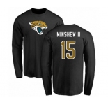 Football Jacksonville Jaguars #15 Gardner Minshew II Black Name & Number Logo Long Sleeve T-Shirt