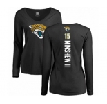 Football Women's Jacksonville Jaguars #15 Gardner Minshew II Black Backer Slim Fit Long Sleeve T-Shirt