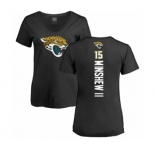 Football Women's Jacksonville Jaguars #15 Gardner Minshew II Black Backer V-Neck T-Shirt