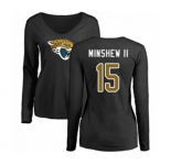 Football Women's Jacksonville Jaguars #15 Gardner Minshew II Black Name & Number Logo Slim Fit Long Sleeve T-Shirt