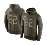 Football Men's Denver Broncos #22 Kareem Jackson Green Salute To Service Pullover Hoodie