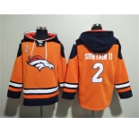 Men's Denver Broncos #2 Pat Surtain II Orange Navy Ageless Must-Have Lace-Up Pullover Hoodie