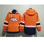 Men's Denver Broncos Blank Orange Ageless Must-Have Lace-Up Pullover Hoodie