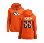 Football Women's Denver Broncos #22 Kareem Jackson Orange Name & Number Logo Pullover Hoodie