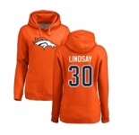 NFL Women's Nike Denver Broncos #30 Phillip Lindsay Orange Name & Number Logo Pullover Hoodie