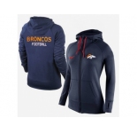 Women Nike Denver Broncos Full-Zip Performance Hoodie Dark Blue
